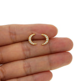 CZ Tiny Moon Earring for Christmas Piercing 925 Sterling Silver