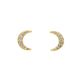 CZ Tiny Moon Earring for Christmas Piercing 925 Sterling Silver