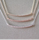 925 Silver CZ Curve Bar Necklace