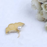 Gingko Leaves Pearl Brooch Pin Korea