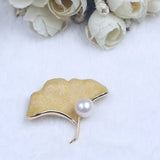 Gingko Leaves Pearl Brooch Pin Korea