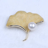 Gingko Leaves Pearl Brooch Pin Korea