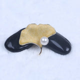 Gingko Leaves Pearl Brooch Pin Korea