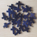 50pcs/lot Natural Sand Stone Cross Charms Pendants for DIY Jewelry Making