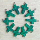 Malachite Stone Cross Pendants Charms for DIY Necklace Jewelry Making 50pcs