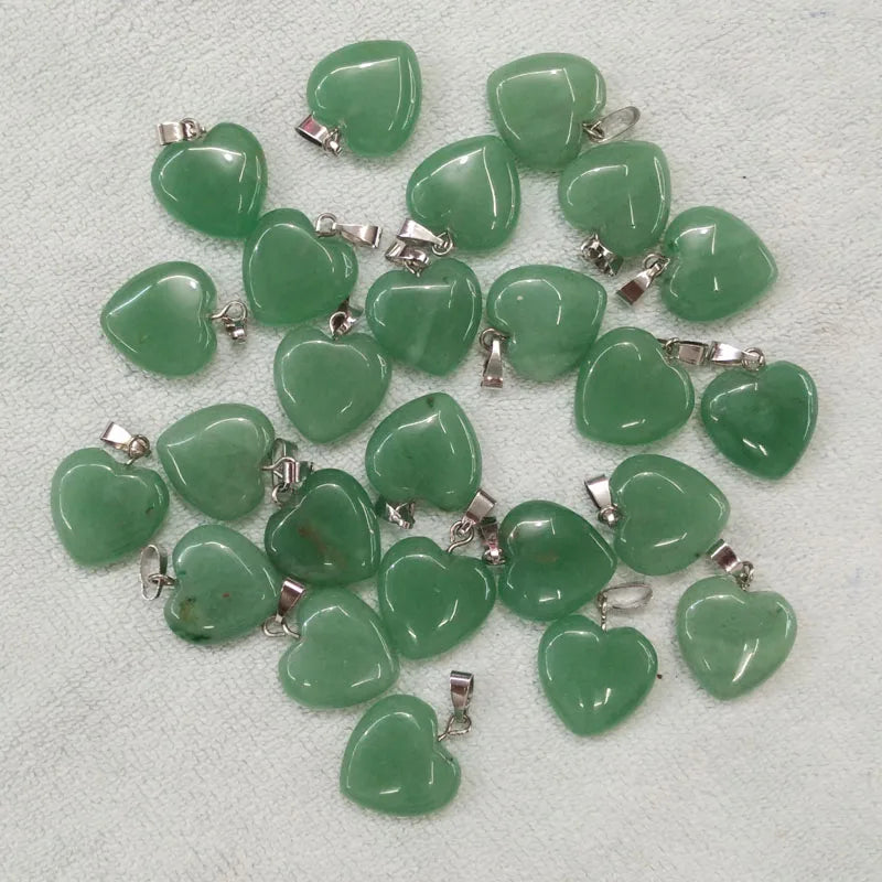 Green Aventurine Heart Pendants 16mm 50pcs/lot