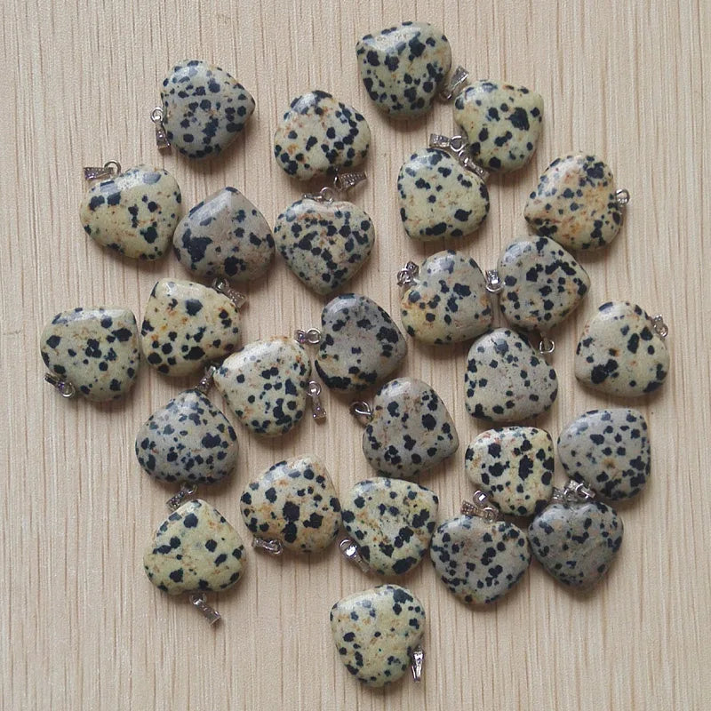 Heart Shaped Stone Charms Pendants for Jewelry Making 50pcs/lot