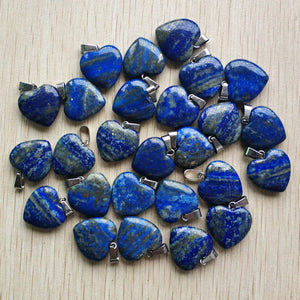Lapis Lazuli Love Heart Charms Pendants for DIY Jewelry Making 20mm 24pcs/lot