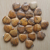 Natural Picture Stone Heart Pendants 20mm 50pcs/lot