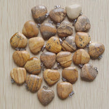 Natural Picture Stone Heart Pendants 20mm 50pcs/lot