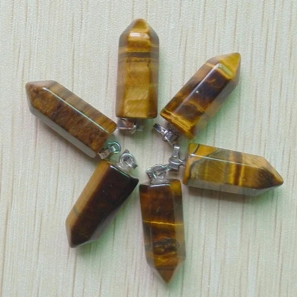 Hexagonal Tiger Eye Stone Pendants 20pcs 22mm for Jewelry Making