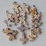 Natural Picture Stone Charms Pendants Cross for Jewelry Making 50pcs/lot