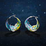 Sparkling CZ Leaves Earrings 925 Sterling Silver Clip-On Enamel