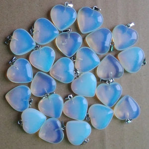 50pcs Opal Stone Heart Charms Pendants for Jewelry Making