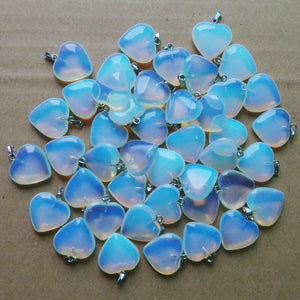 50pcs Opal Stone Heart Charms Pendants for Jewelry Making