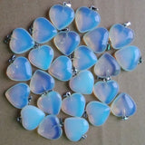 50pcs Opal Stone Heart Charms Pendants for Jewelry Making