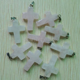 Pink Crystal Stone Cross Pendants for Necklaces Jewelry Making
