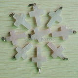Pink Crystal Stone Cross Pendants for Necklaces Jewelry Making