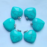20mm Natural Stone Heart Charms Pendants for Jewelry Making - 50pcs/lot