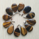Tiger Eye Stone Water Drop Charms Pendants for Necklaces Making