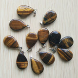 Tiger Eye Stone Water Drop Charms Pendants for Necklaces Making