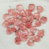 Watermelon Red Stone Heart Pendants Charm for DIY Jewelry Making 16mm