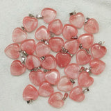 Watermelon Red Stone Heart Pendants Charm for DIY Jewelry Making 16mm
