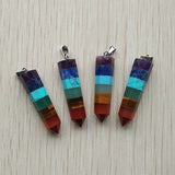Natural Stone 7 Colors Pillar Charms 10x32mm Pendants 4pcs/lot