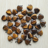 Tiger Eye Stone Heart Pendants 16mm Charms 50pcs/lot