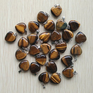 Tiger Eye Stone Heart Pendants 16mm Charms 50pcs/lot