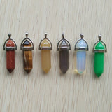 Natural Gem Stones Hexagonal Charms Chakra Pendants 12pcs/lot