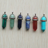 Natural Gem Stones Hexagonal Charms Chakra Pendants 12pcs/lot