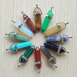 Natural Gem Stones Hexagonal Charms Chakra Pendants 12pcs/lot