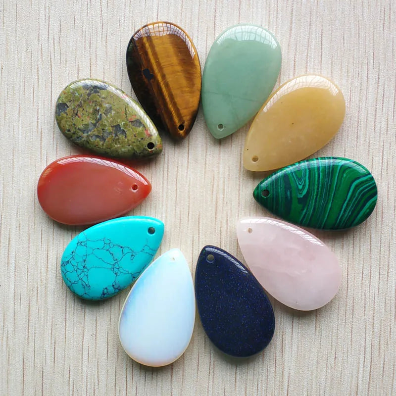 Natural Stone Water Drop Shape Pendants 10pcs
