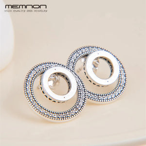 Forever Signature Stud Earrings 925 Sterling Silver Love Double Circle Earring