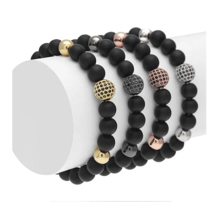 Men Women Jewelry Round Bead CZ Ball DIY Hand Bracelet