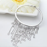 Bridal Wedding Engagement CZ Charm Silver Bangle Bracelet