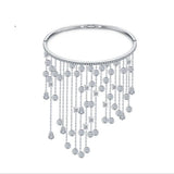 Bridal Wedding Engagement CZ Charm Silver Bangle Bracelet