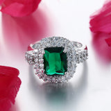 Vintage Red Zircon Green Stone Finger Ring for Women