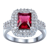Vintage Red Zircon Green Stone Finger Ring for Women