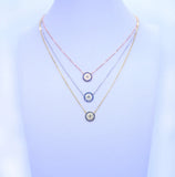 925 Sterling Silver Evil Eye Sideway Cross Necklace with Zirconia