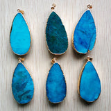 6pcs Natural Druzy Crystal Water Drop Shape Pendants for Jewelry Making