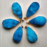 6pcs Natural Druzy Crystal Water Drop Shape Pendants for Jewelry Making