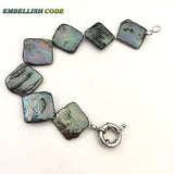 Baroque Pearl Bracelet with Green Flat Shape Pearls