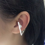 Punk Zipper Unisex Hollow Faux Pearl Ear Cuff Earrings
