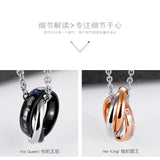 King & Queen Crown Necklace Set Titanium Steel Couple Gift