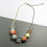 Sweet Candy Colored Wooden Necklace Art Fan Chain Necklace All-Match