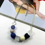 Sweet Candy Colored Wooden Necklace Art Fan Chain Necklace All-Match