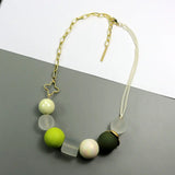 Sweet Candy Colored Wooden Necklace Art Fan Chain Necklace All-Match