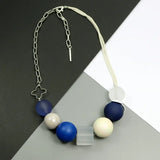 Sweet Candy Colored Wooden Necklace Art Fan Chain Necklace All-Match